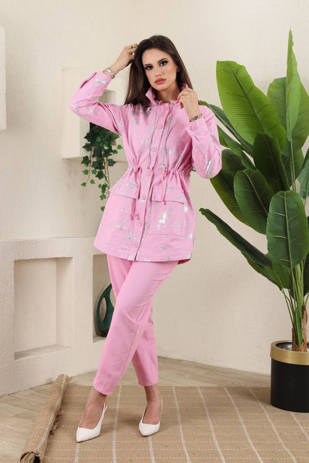 Jupe Kadın Gabardin Varaklı Takım 8551