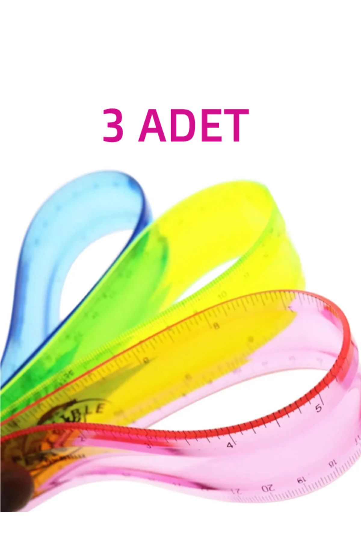 nistabolje-School Set (3 Pieces of Child School Scissors with Blunt Tip Protection + 3 Pieces of Flexible Ruler) 3