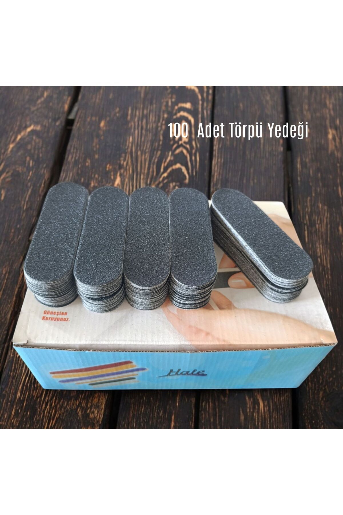 Vehomix 100 Adet Törpü Yedeği ile birlikte ahşap pedikür spatulası (yapışkanlı)