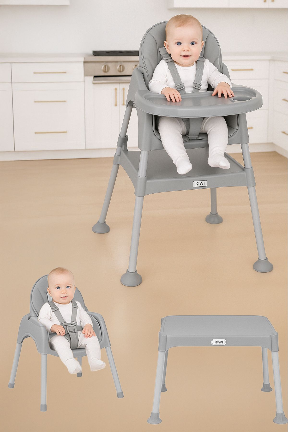 Kiwi Foody 3in1 Çalışma Masalı Bebek Mama Sandalyesi
