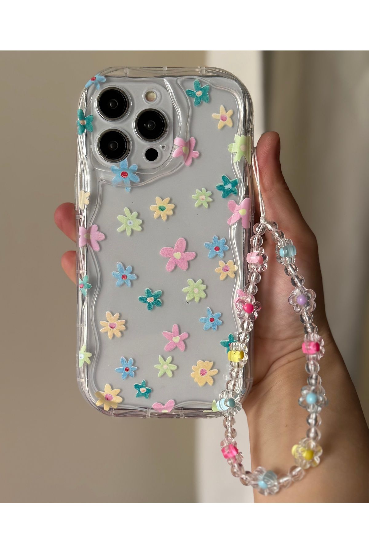FİŞNEİLETİŞİM İPHONE 16 PROMAX UYUMLU ÇİÇEK DESENLİ CHARMLI KILIF