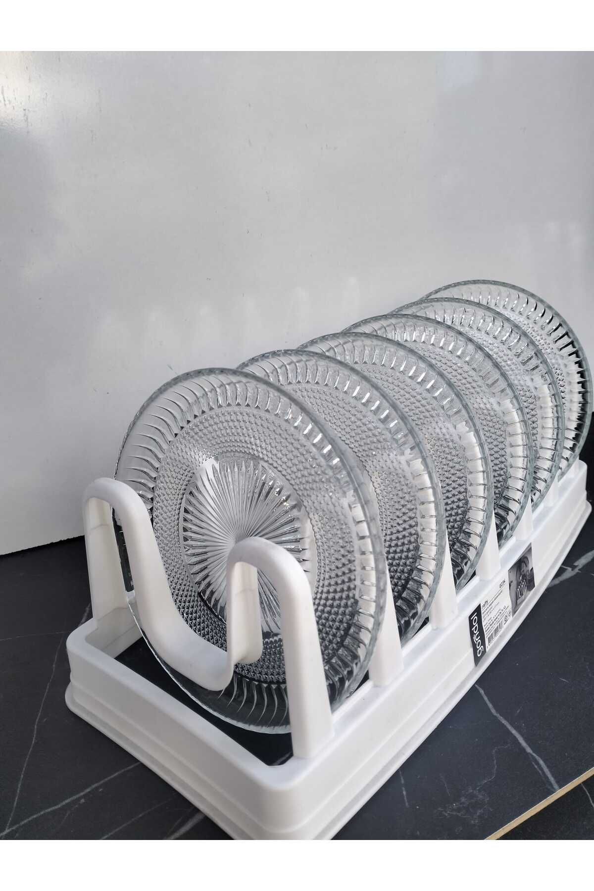 kurt41 6 lı Pasta Tabağı Seti - 6 Kişilik Lüks Cam Kek Pasta Takımı - Tatlı Tabağı(16CM)
