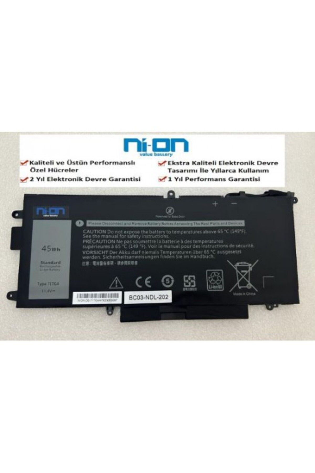 NION Dell P29S P29S001 P29S002 uyumlu Notebook Batarya - Pil