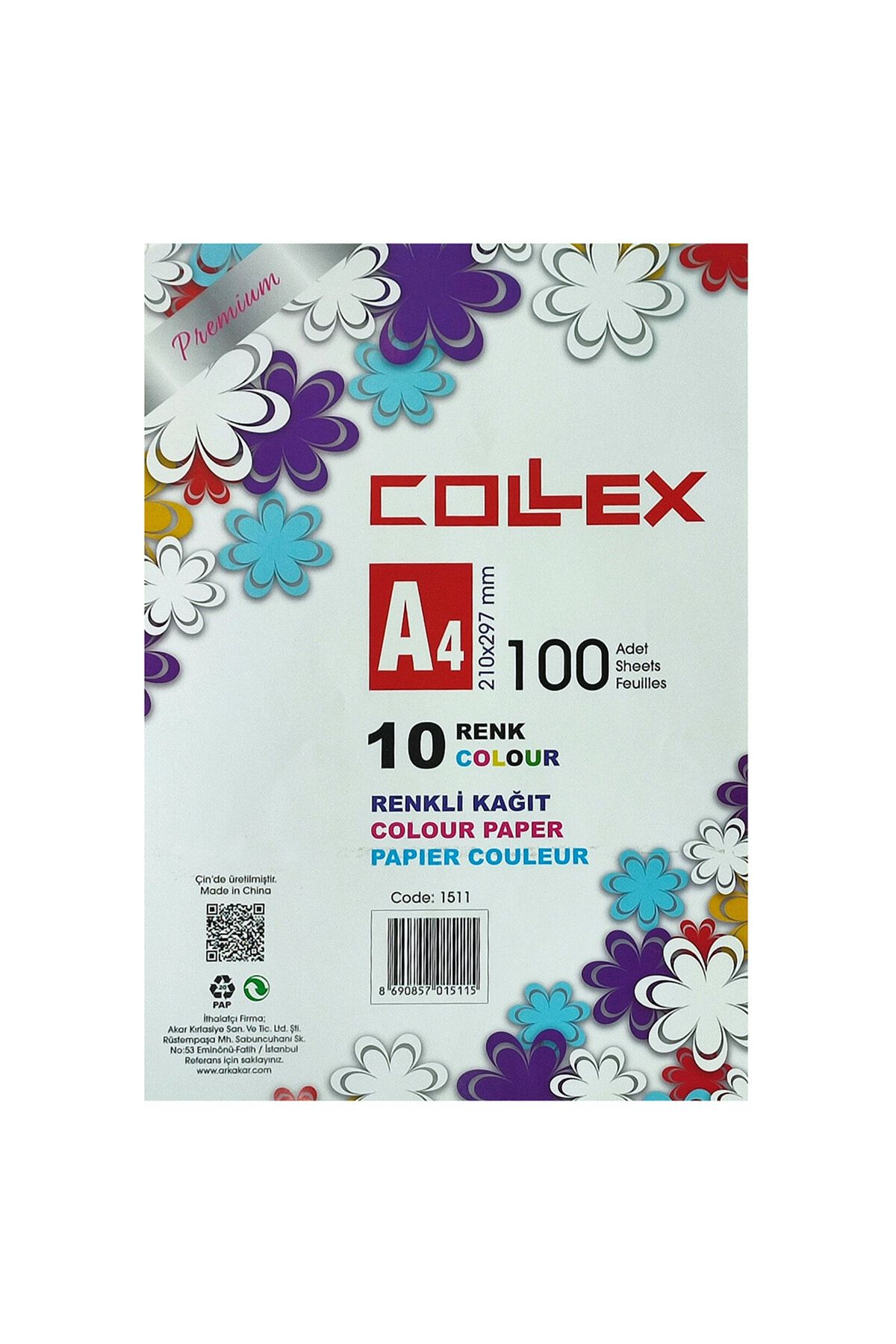 Collex Renkli 100’lü A4 Kağıdı 10 Renk