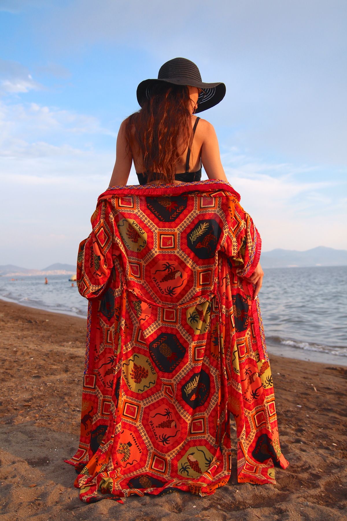 LAGÜN MODA Etnik Desenli Viskon Kimono