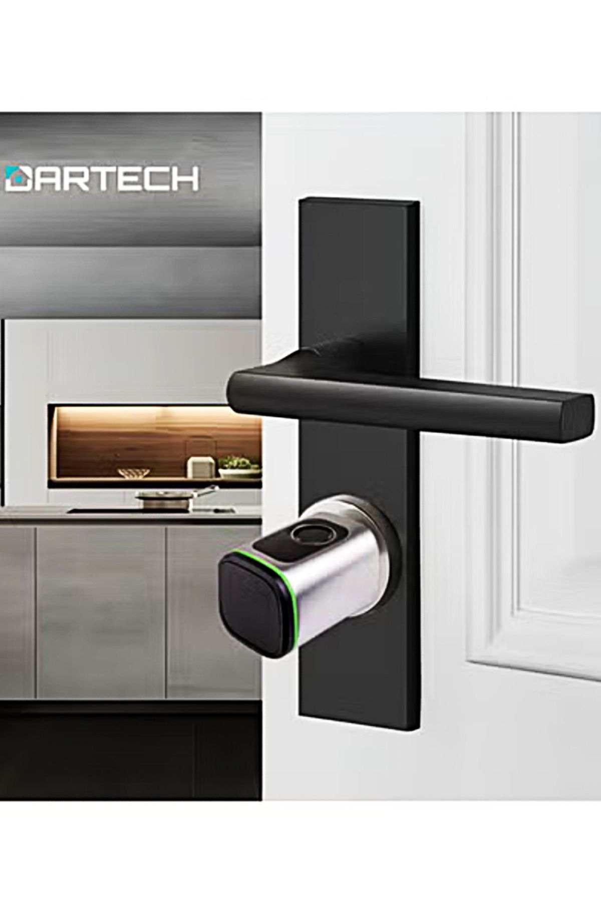 DarTech-Dartek Smart Lock 4-Way Unlock with Fingerprint and Keypad Fits Any Door, Global Version, Safe Home System, Silver 3