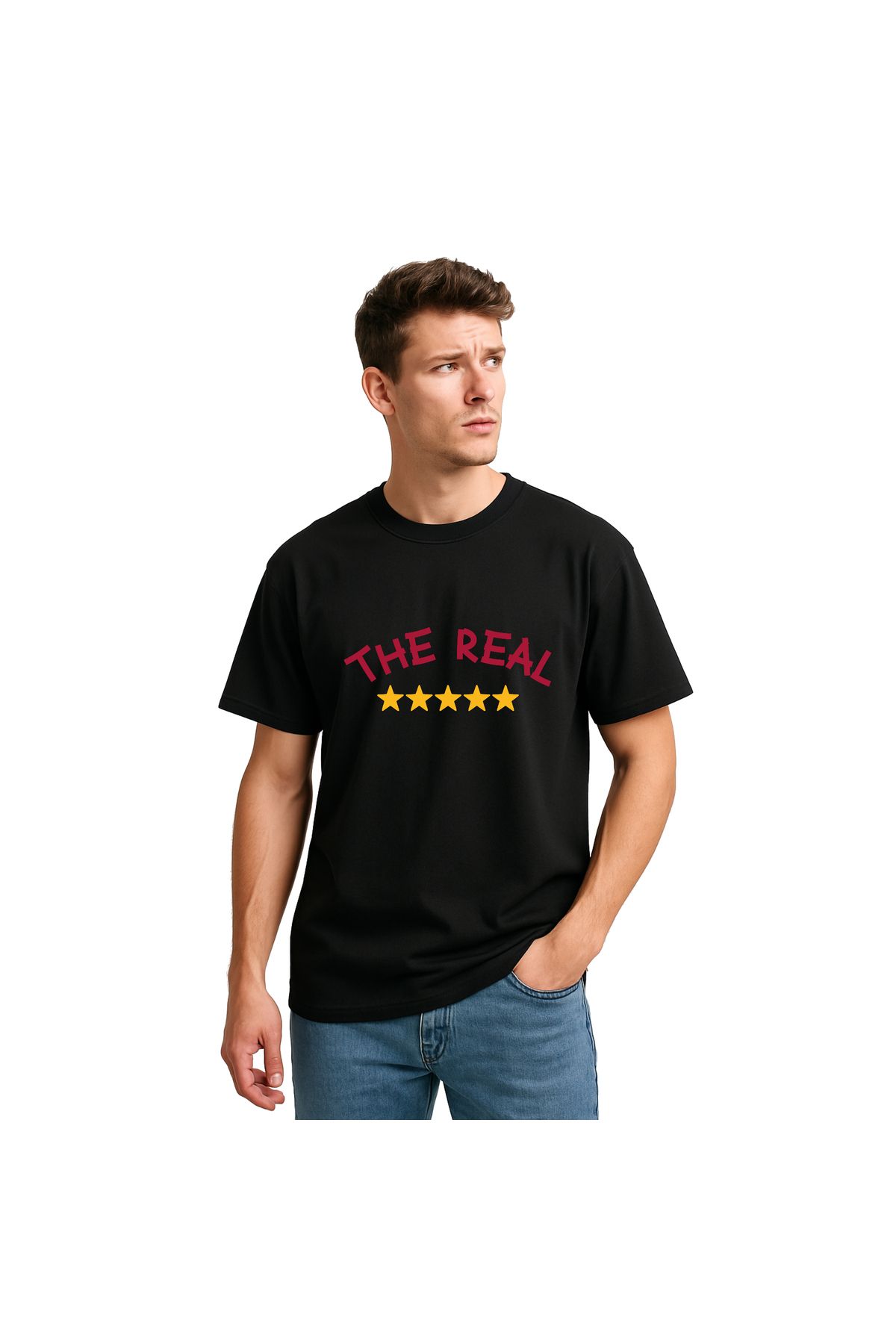 Edizen GS The Real 5. Yıldız Unisex Oversize Siyah T-shirt