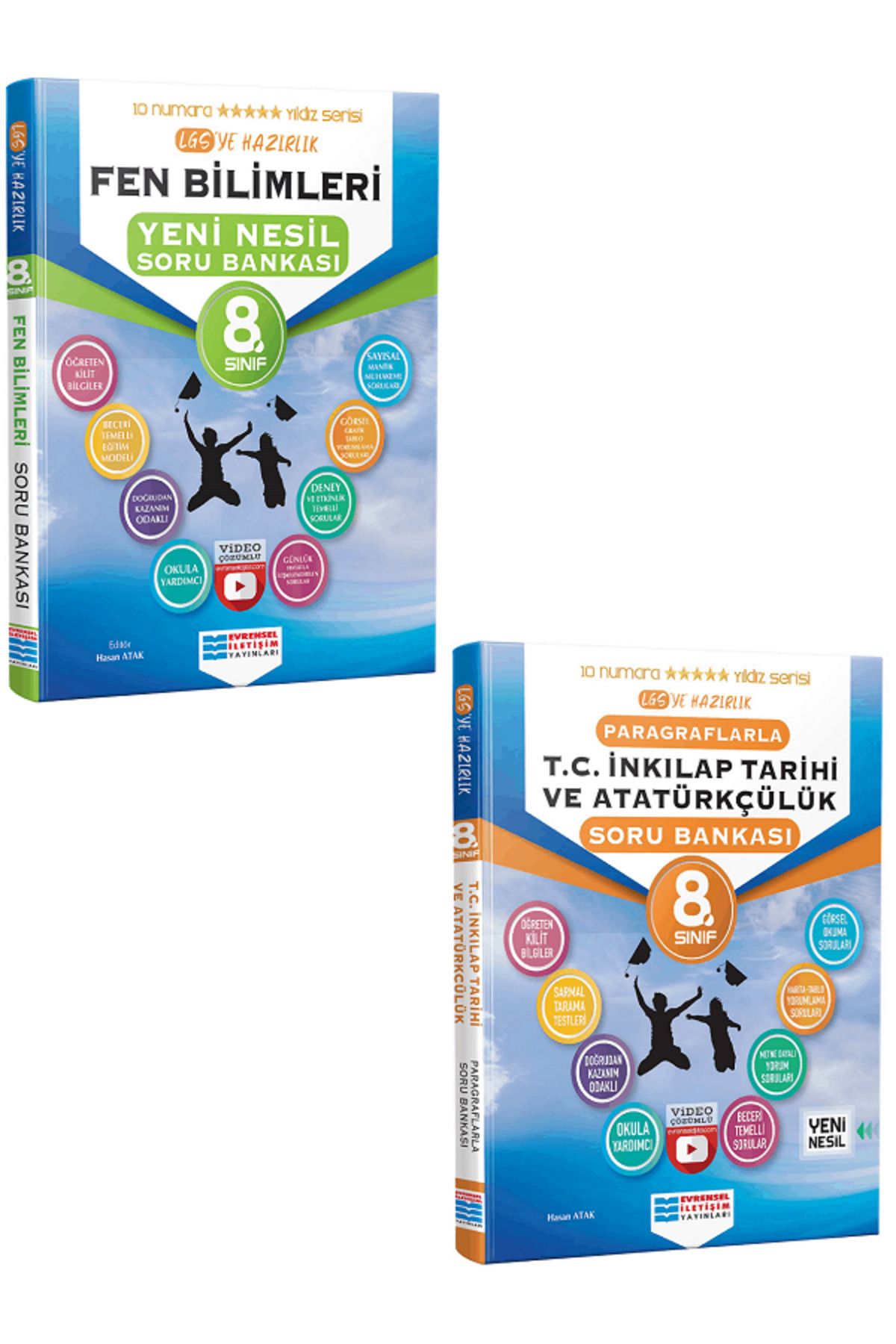 Evrensel İletişim Yayınları 8.Sınıf Evrensel İletişim Fen Bilimleri + İnkılap Tarihi Soru Bankaları / Kilit Bilgiler - 2 KİTAP