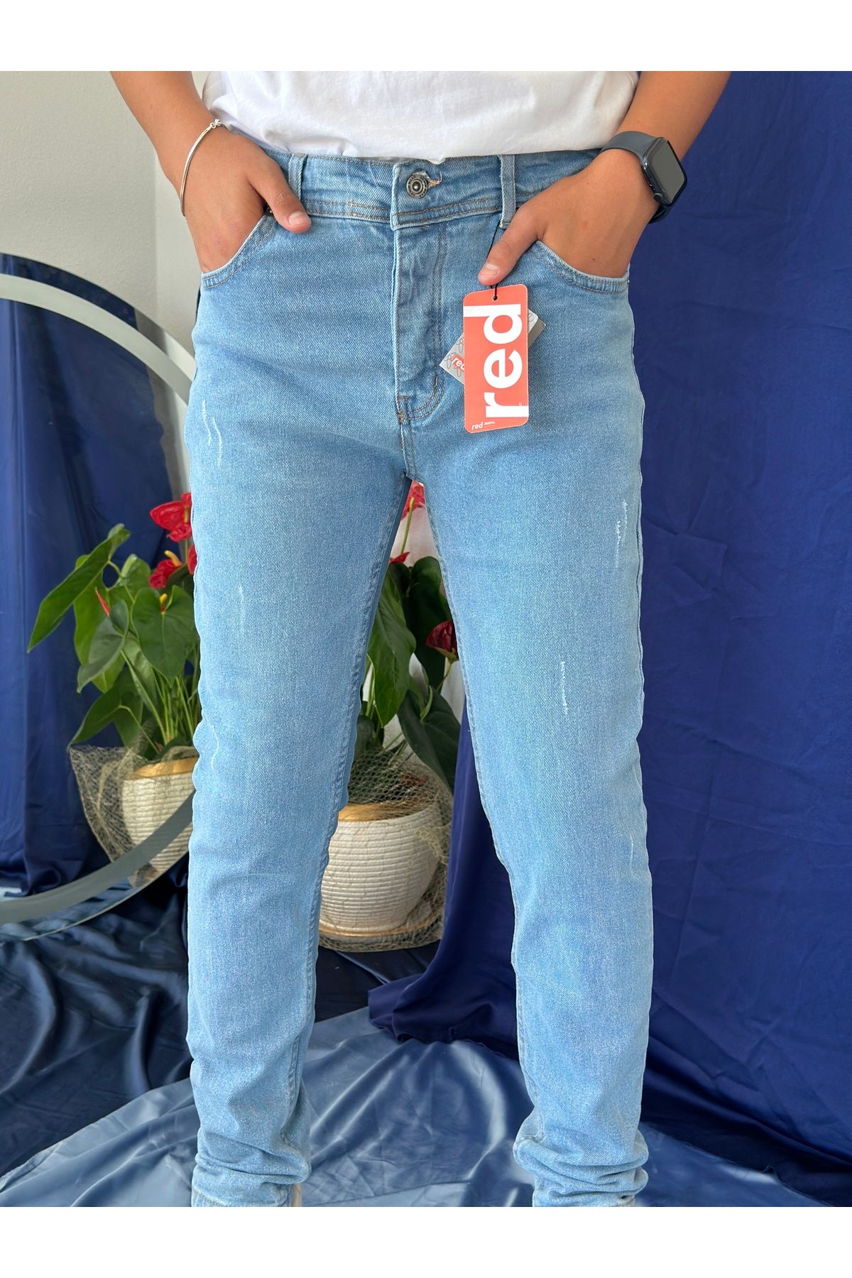 REDJEANS GİYİM ERKEK TIRNAKLI SKİNNY MAVİ DENİM JEANS