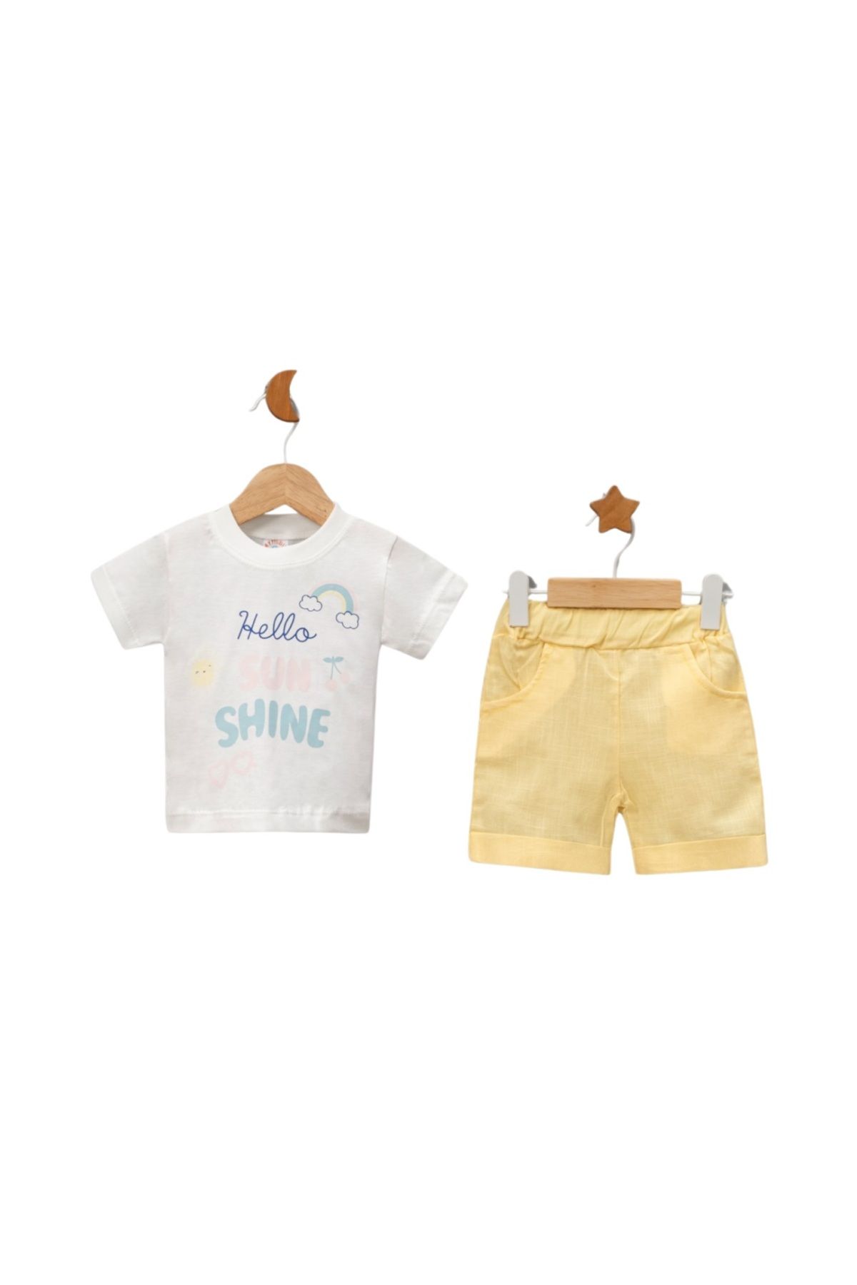 AYYILDIZ Kız Bebek Hello Sunshine Yazlık Cepli Şort Takımı