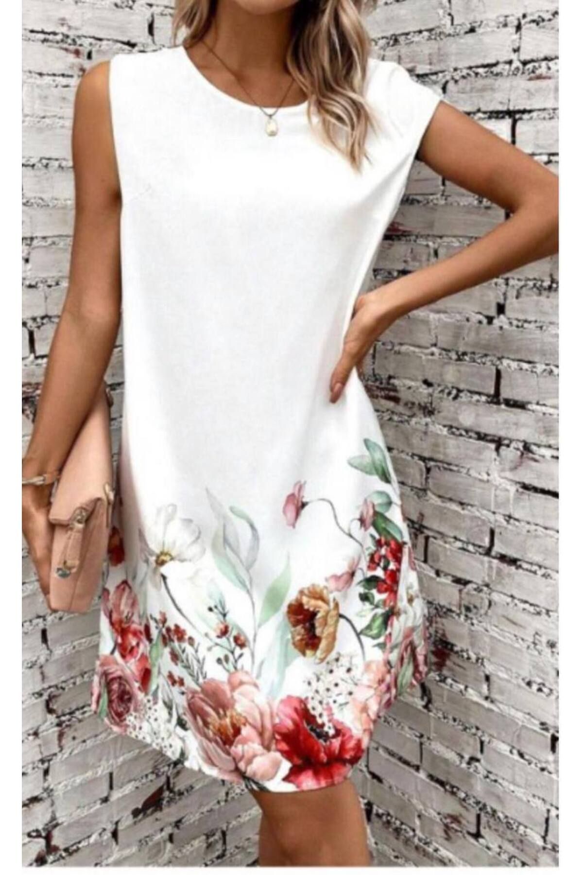 ByMisa Store Kadın Yazlık Rahat Kalıp Çiçek Desenli Elbise