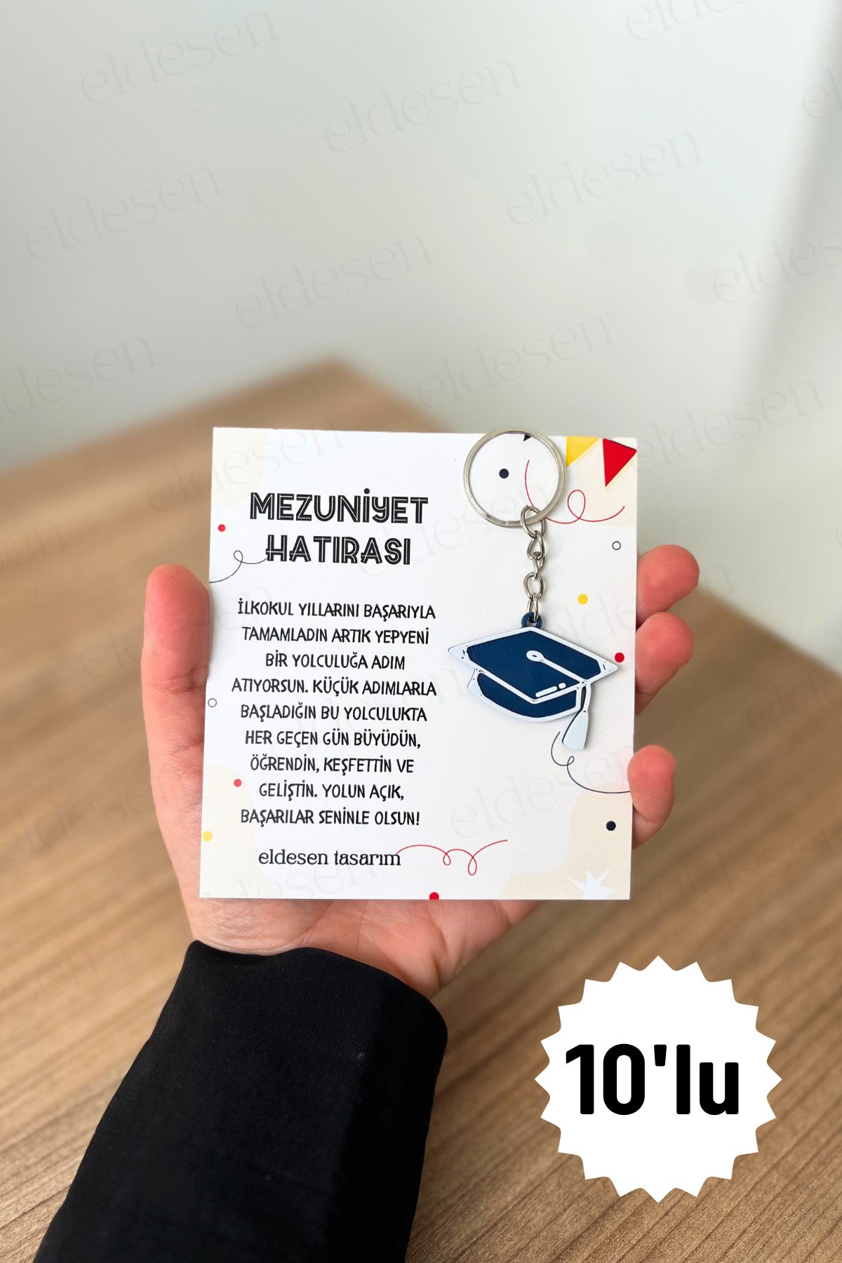 Eldesen Tasarım 10 Adet Anahtarlık Okul Mezuniyet Hediyesi Karne Hediyesi Doğum Günü Hediyesi