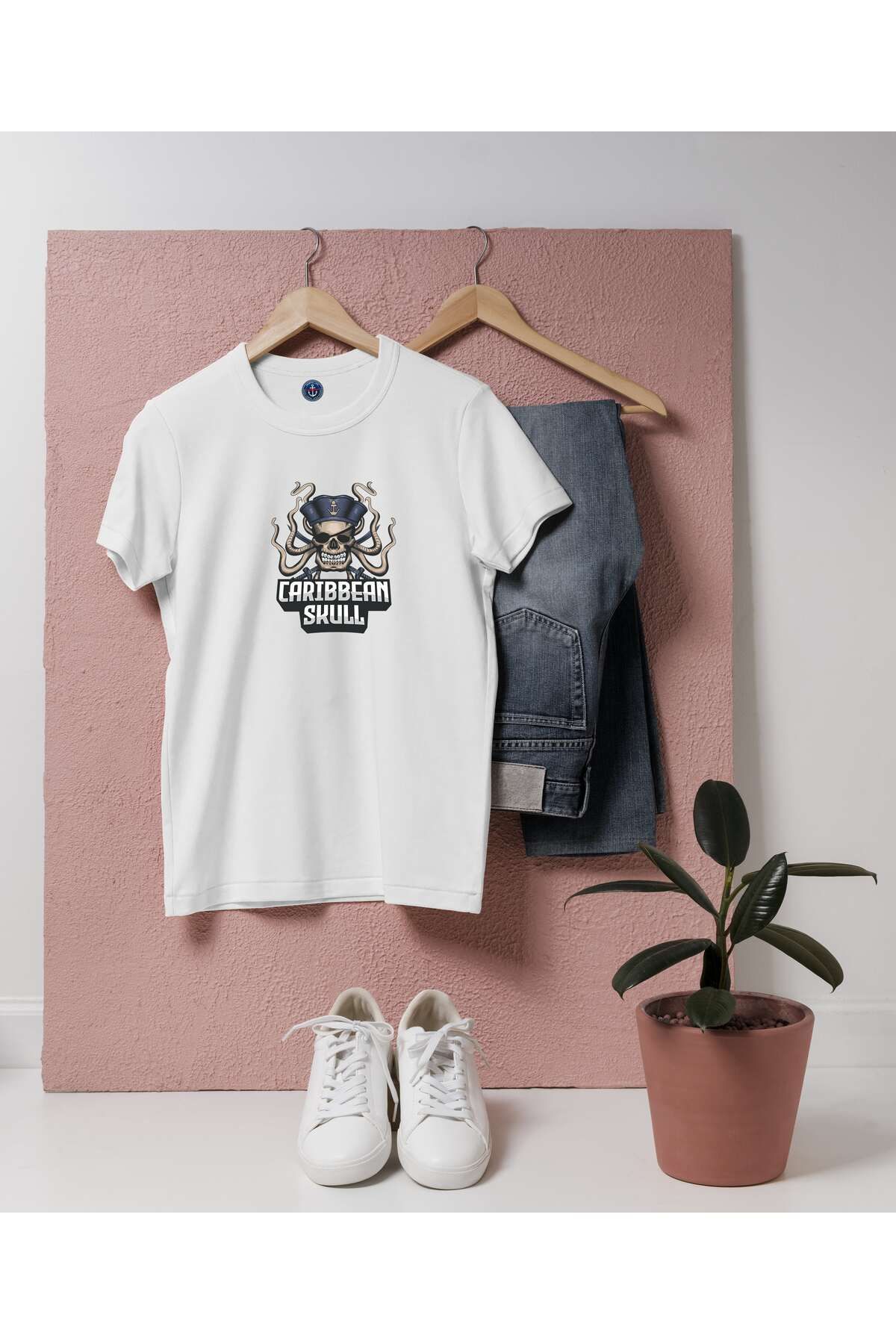 bahriyeli.jpeg Oversize Caribbean Skull Tasarım unisex T-shirt
