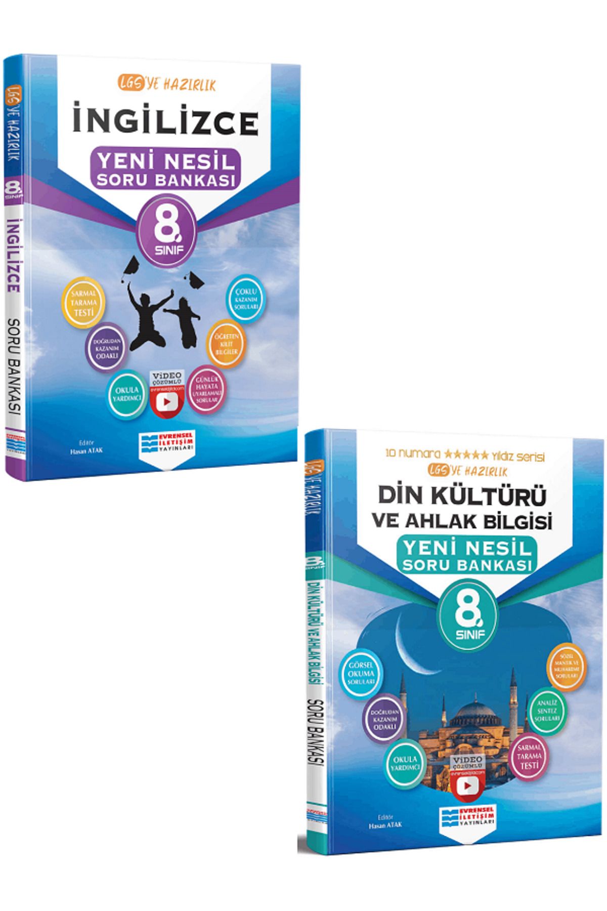 Evrensel İletişim Yayınları 8.Sınıf Evrensel İletişim İngilizce + Din Kültürü Soru Bankaları / Öğreten Kilit Bilgiler