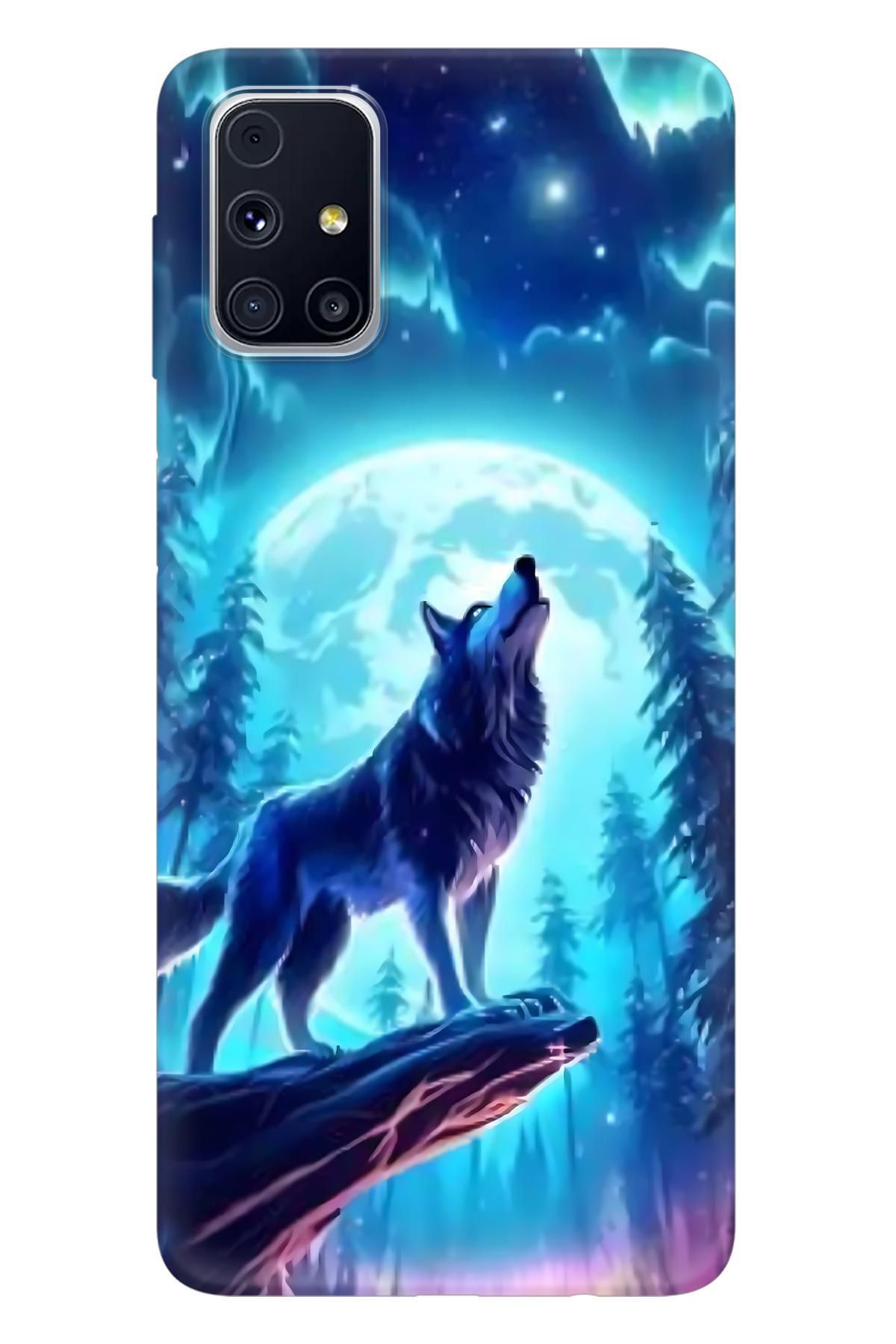 Lopard Samsung Galaxy M51 Hediyelik Kılıf Covers 46 Kurt Hilal Gece Mavi