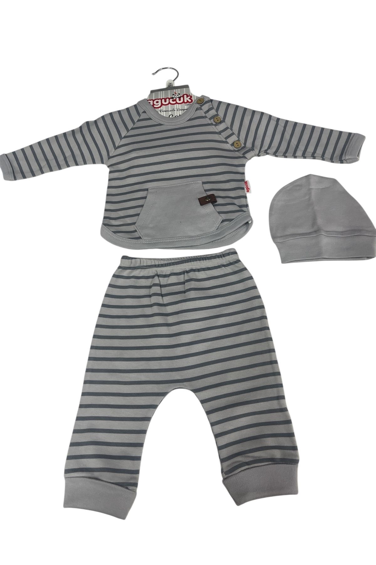 Agucuk Baby Çizgili 3’lü pijama takım