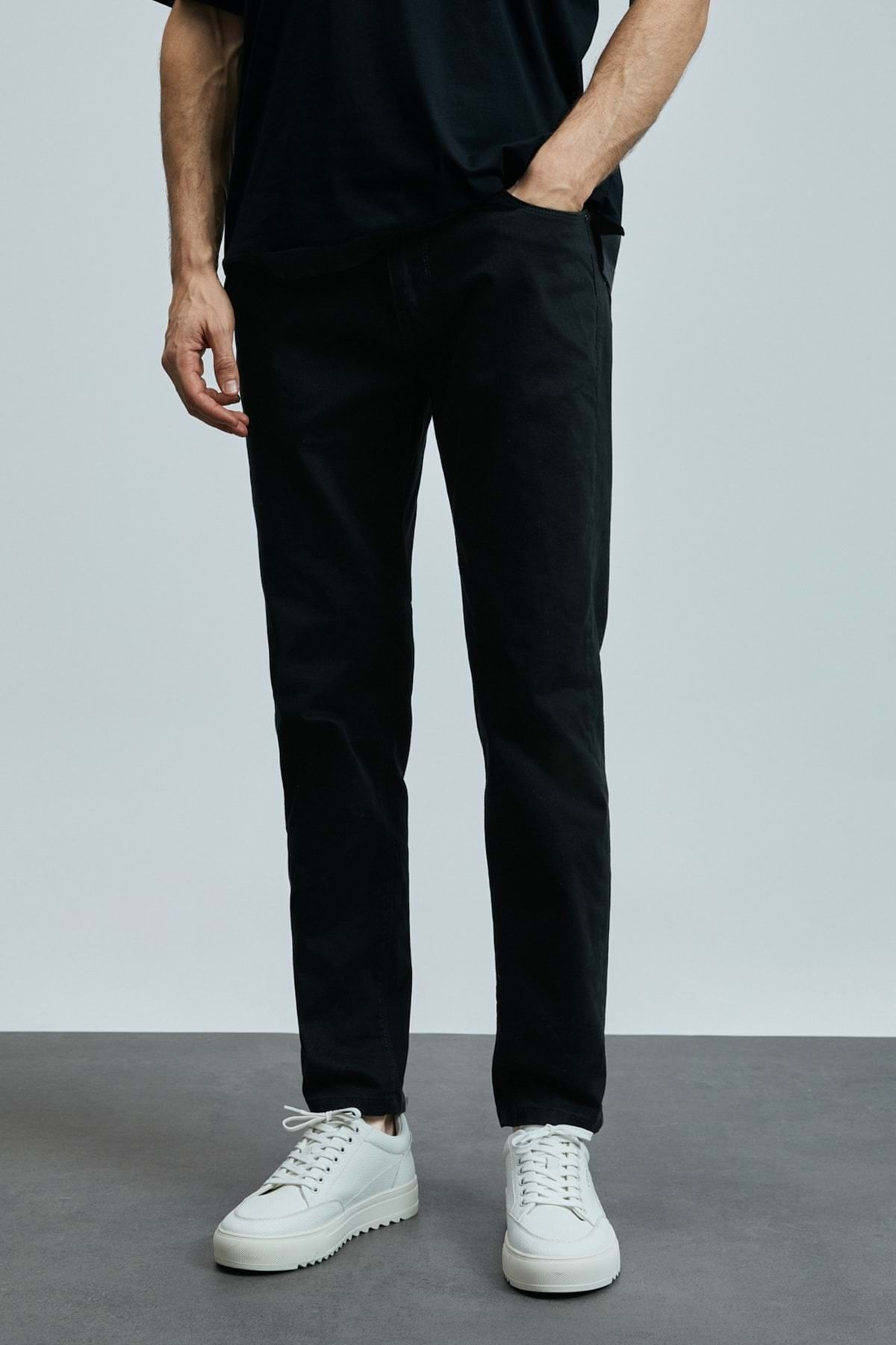 Lufian 111200206 Anton Smart Jean Erkek Pantolon Slim Fit Erkek Kot Pantolon Siyah