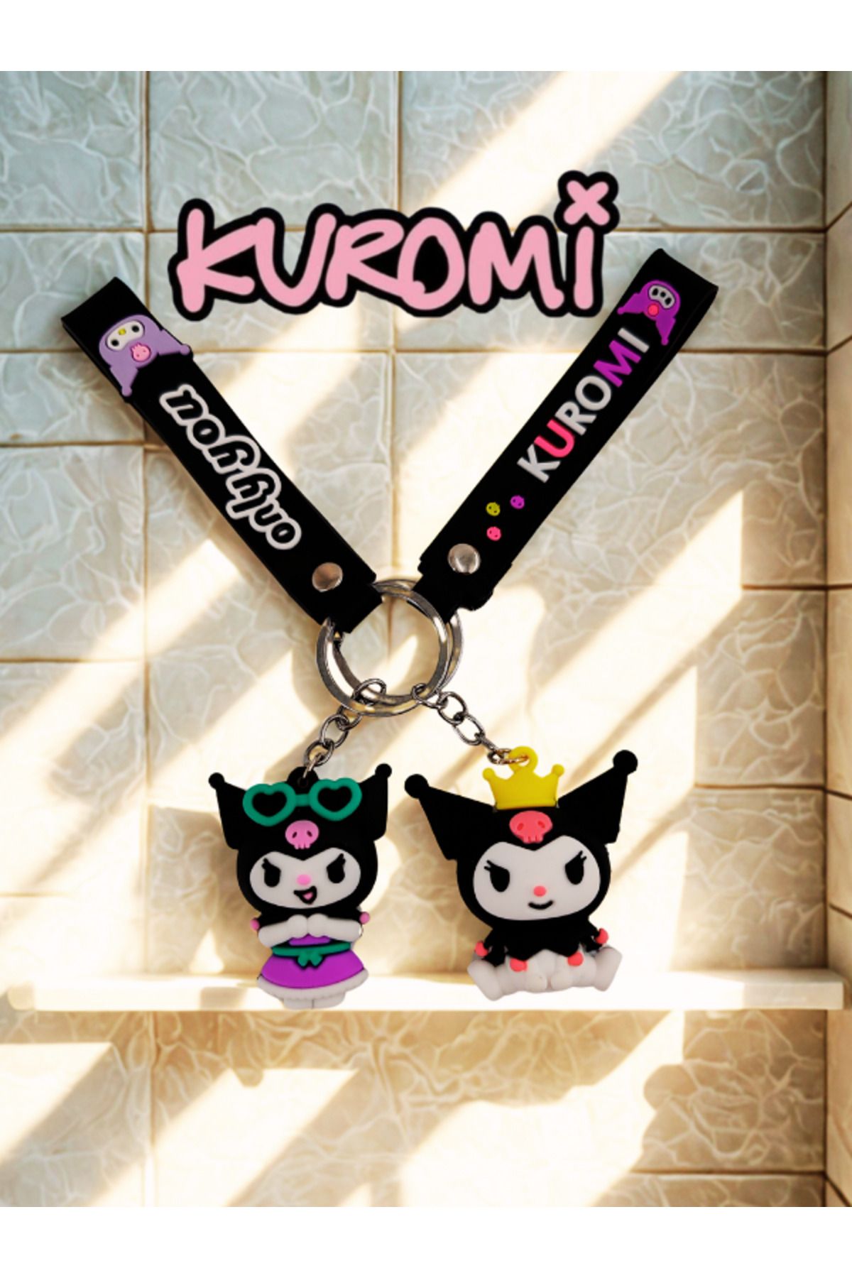 Shuttle Park 2 Adet Kawaii Sanrio Kuromi 3D Silikon Anahtarlık Seti Figür Hediyelik Aksesuar