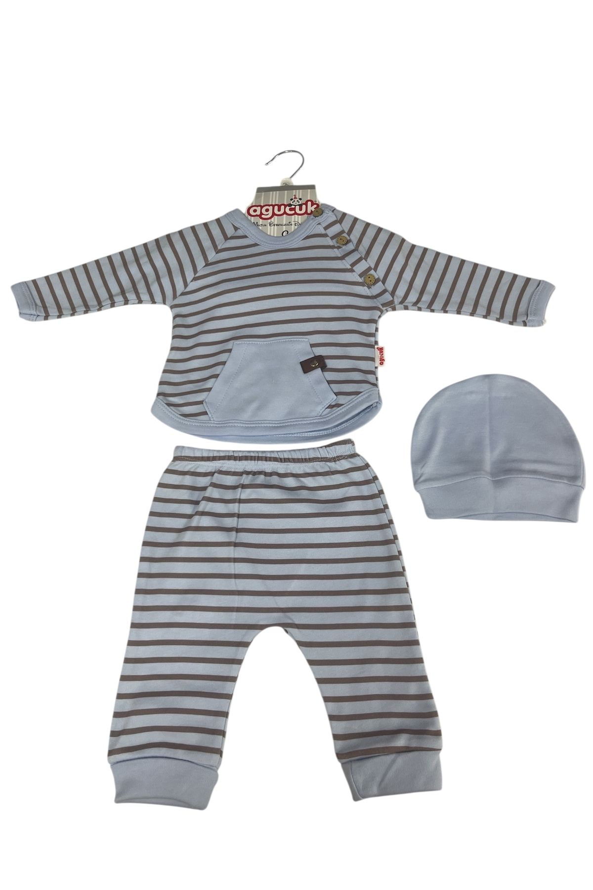 Agucuk Baby Çizgili 3’lü pijama takım