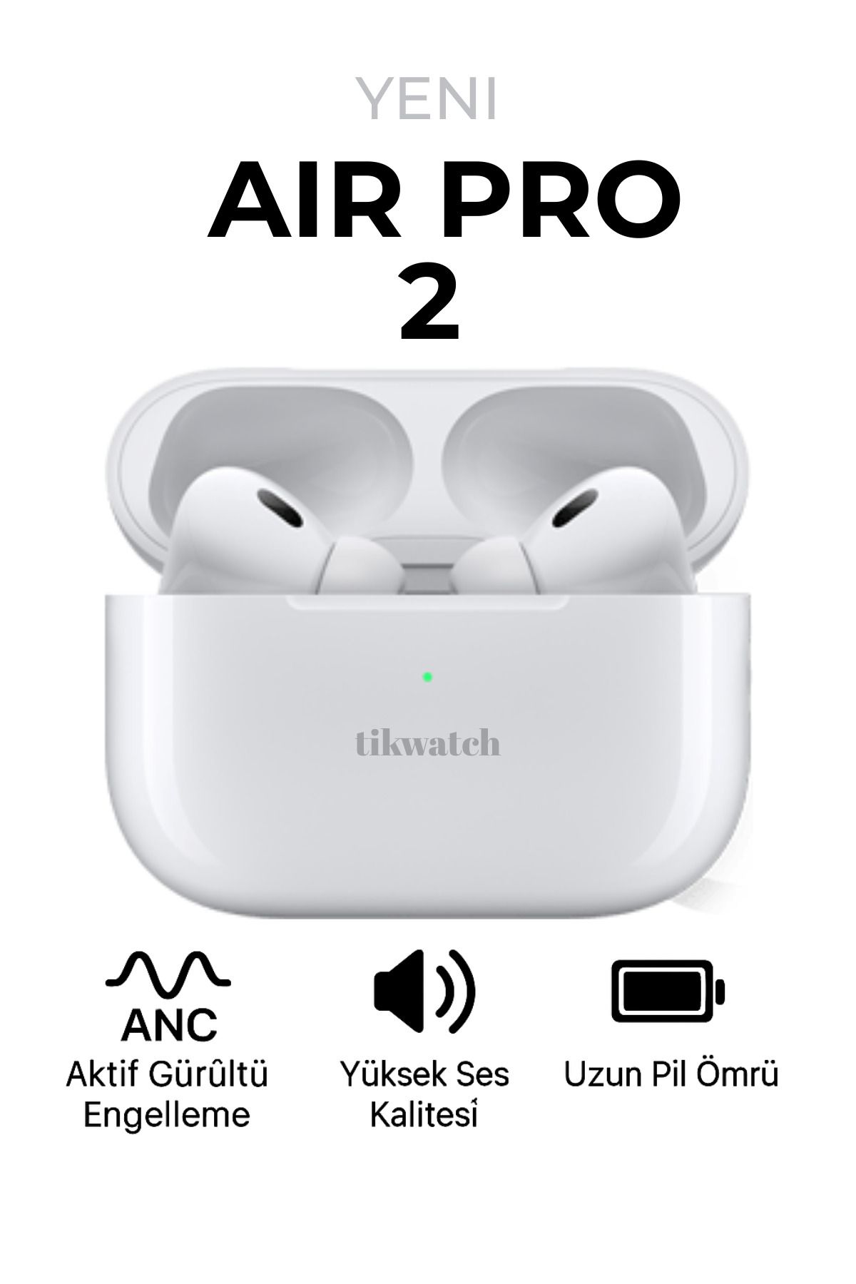 TİKWATCH Air Pro2 ANC Ios&Android Uyumlu Bluetooth Kulaklık Taşıma Kılıfı Hediye
