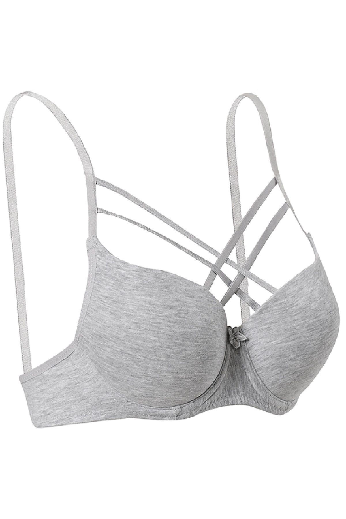 Ebru Silikonlu Destekli / Push Up Micro Tulumlu Çapraz İpli Sütyen EBR1160