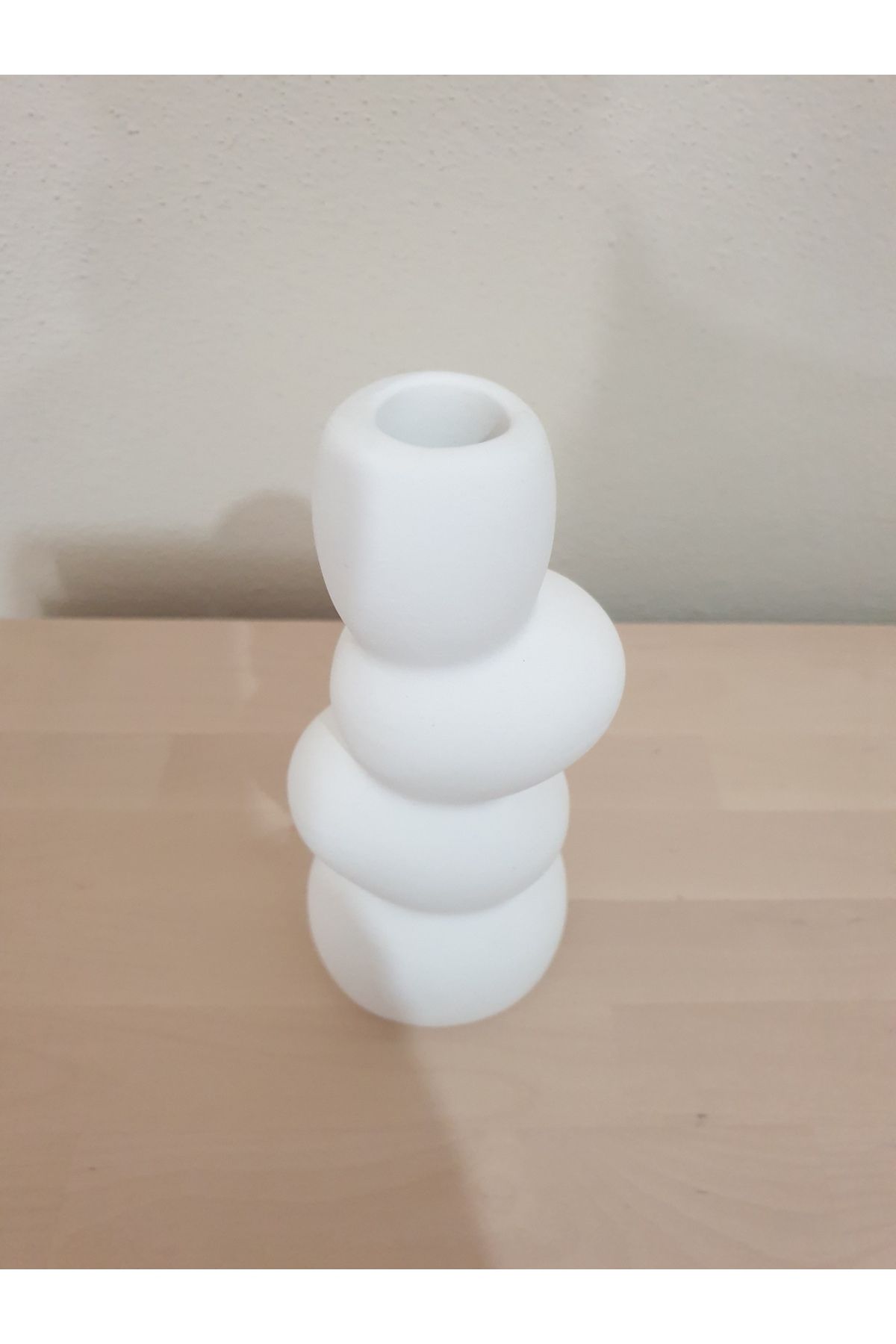 TACTIC Modern Seramik Dekoratif Vazo - Minimalist Taş Formlu Beyaz Obje