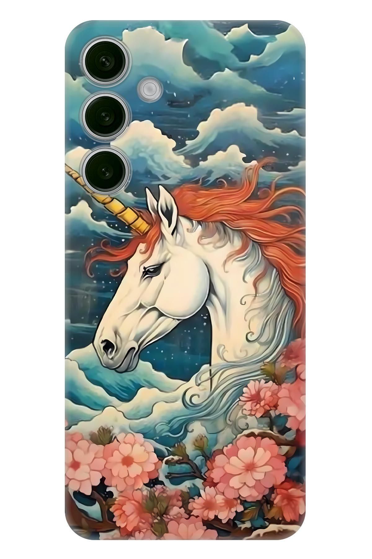 Lopard Samsung Galaxy S24 Plus 4K Baskılı Kılıf Covers 41 Unicorn Turuncu