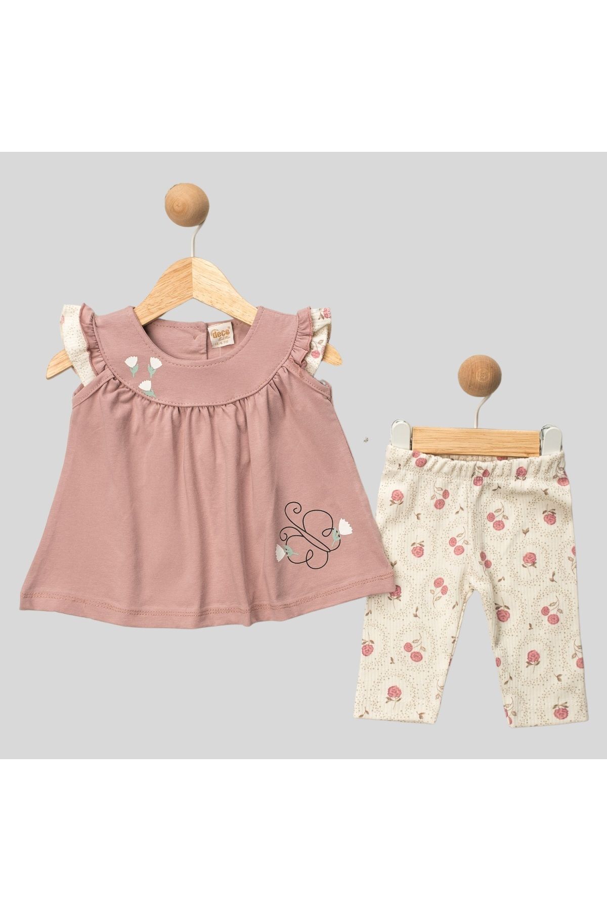 DECO Kız Bebek Fırfır Kol Detaylı Yazlık Takım