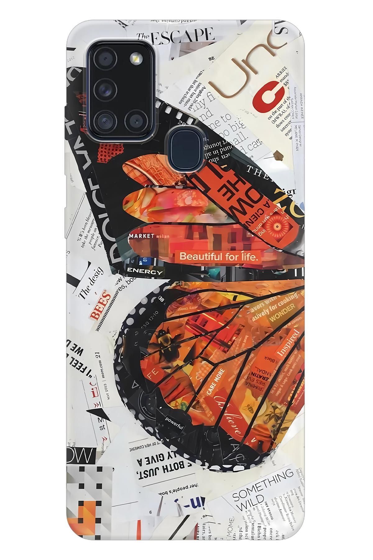 Lopard Samsung Galaxy A21S Koruyucu Kapak Covers 36 Kelebek Etkisi Turuncu