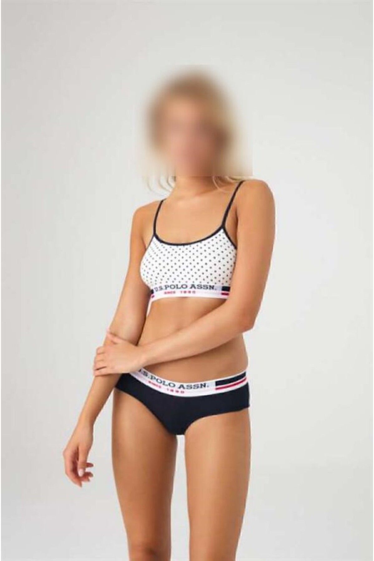 U.S. Polo Assn. U.S. Polo Assn. Kadın Puantiyeli Beyaz Büstiyer Takım - Beyaz - SREIA66H25L2-PB