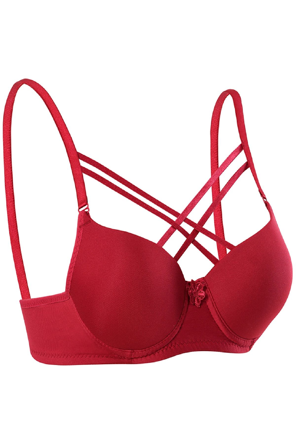 Ebru Silikonlu Destekli / Push Up Micro Tulumlu Çapraz İpli Sütyen EBR1160