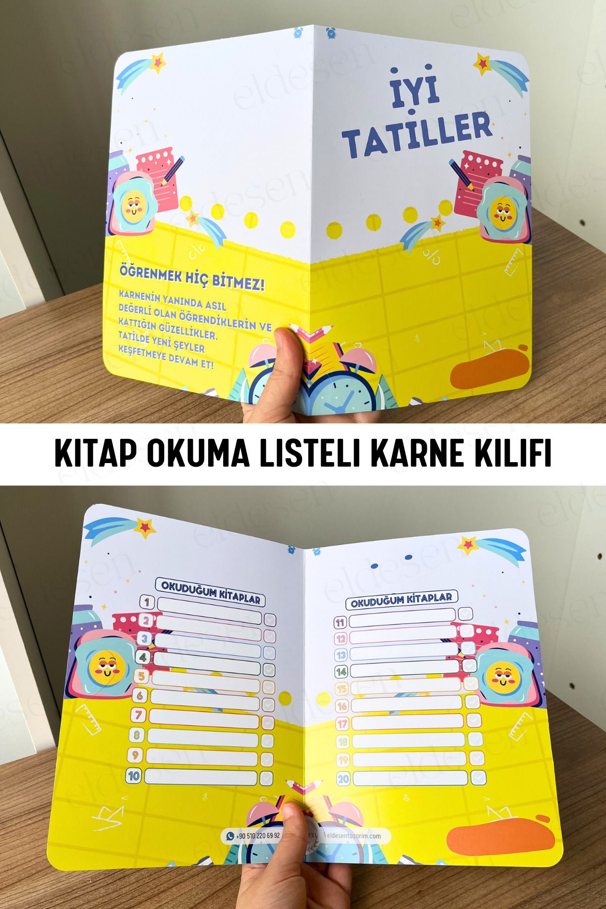 Eldesen Tasarım 1 Adet Karne Kılıfı 23x33cm Okul Mezuniyet Hediyesi Karne