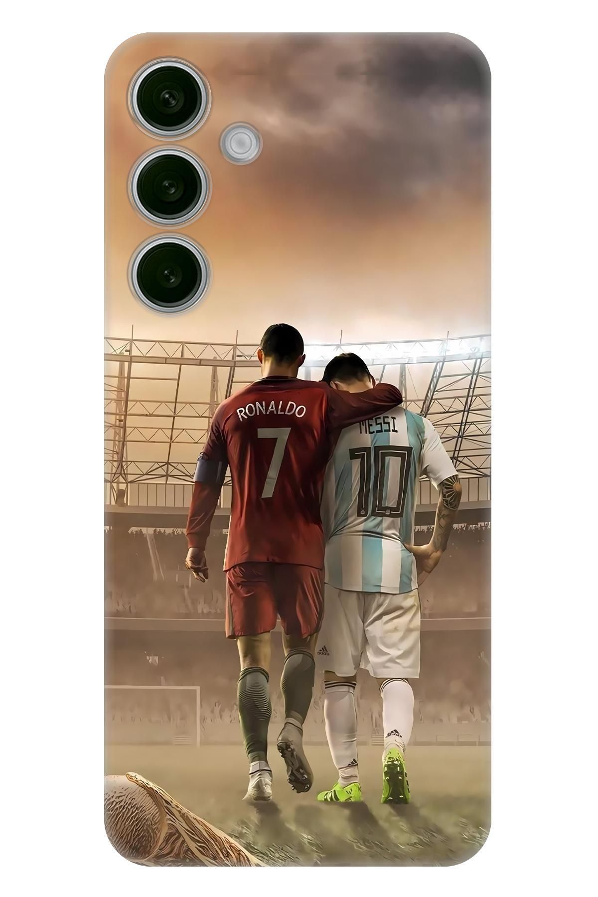 Lopard Samsung Galaxy A25 Tasarım Kılıf Covers 12 Lionel Messi & Ronaldo Kırmızı Beyaz