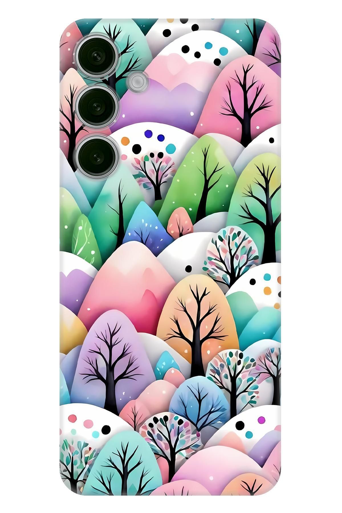 Lopard Samsung Galaxy A04S UV Kılıf Covers 39 Pastel Çiçekli Ağaçlar