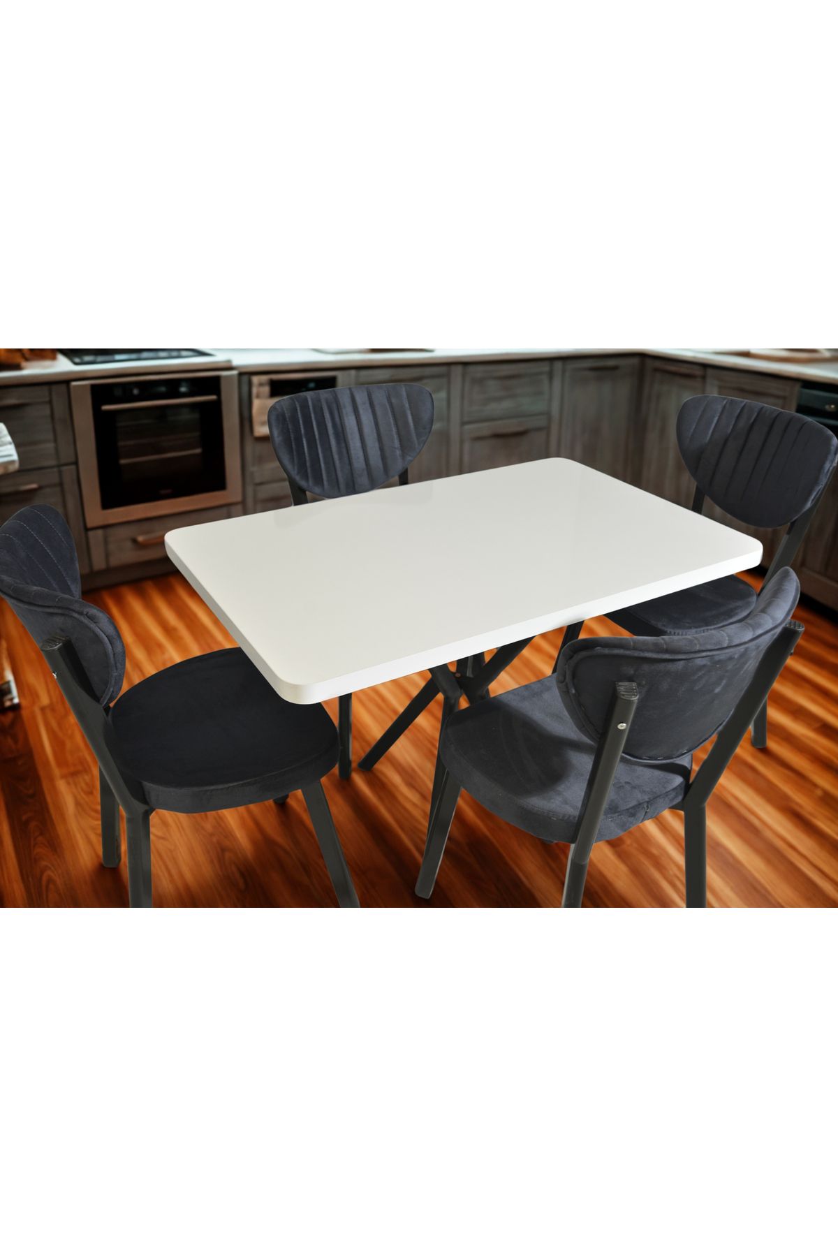 ÜNALMIŞ YEMEK MASASI 70X110 (4 ELMA SANDALYE)