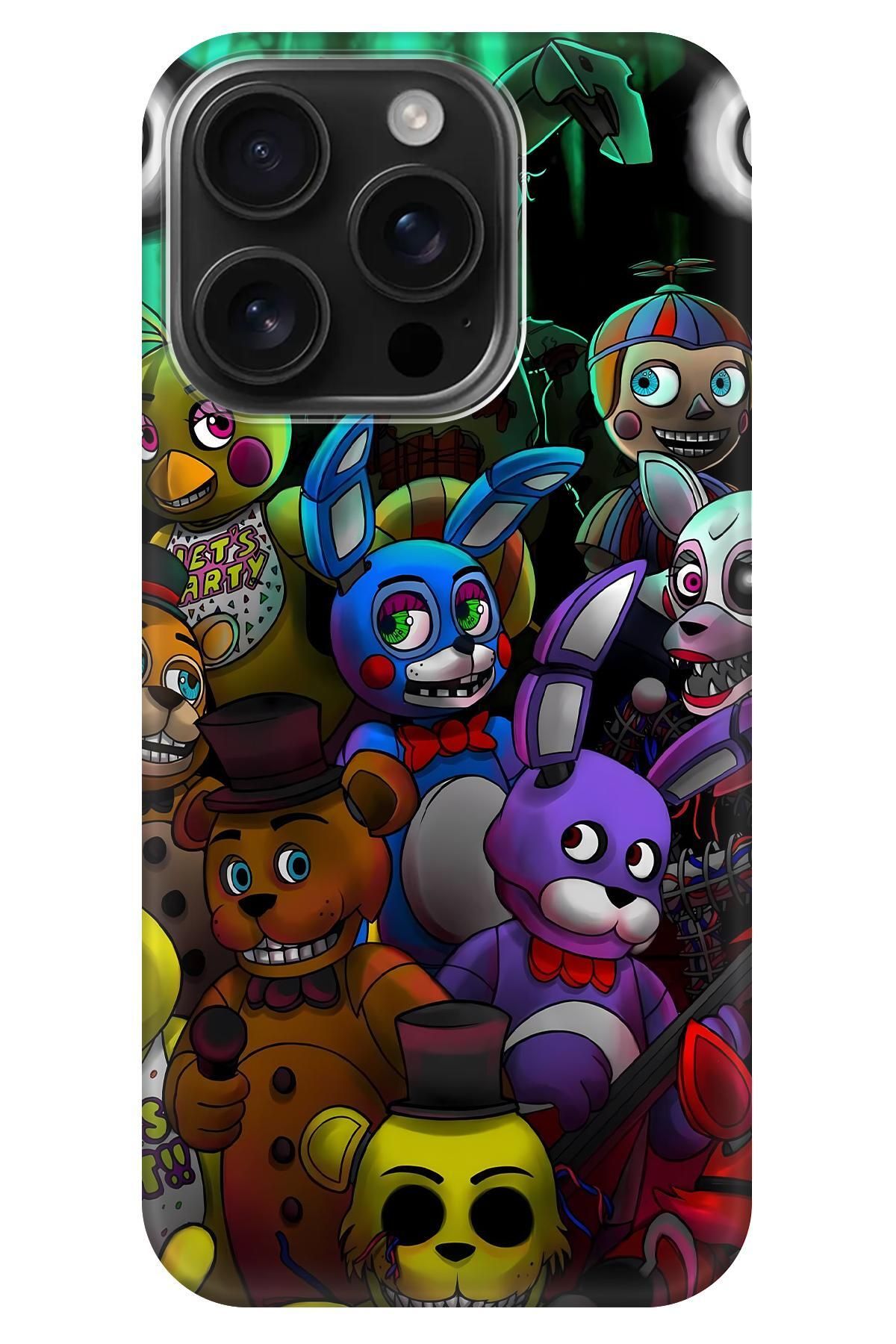 Lopard Apple iPhone 16 Pro Max Tam Koruma Kılıf Covers 19 Five Nights at Freddy's Mor Sarı