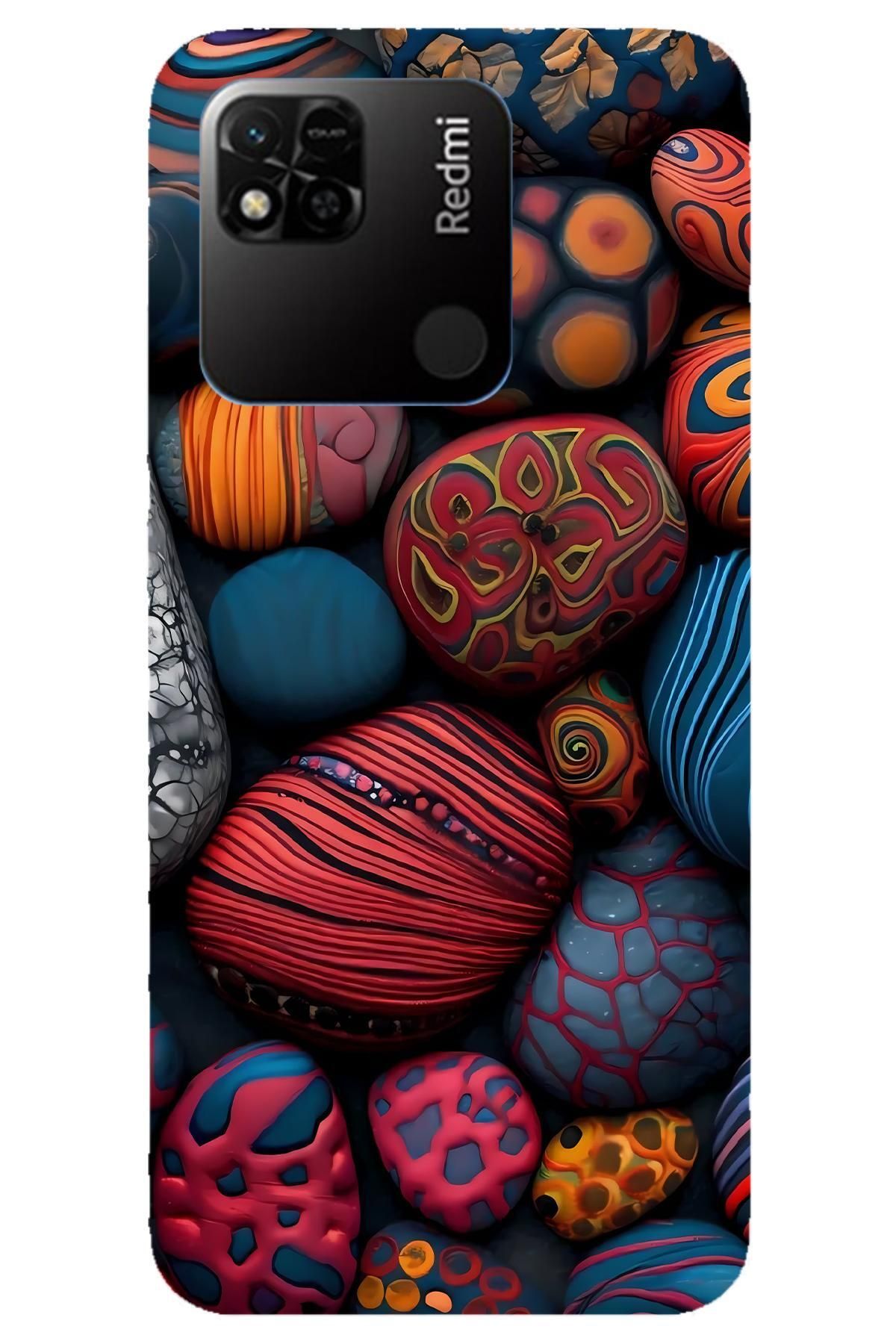 Lopard Xiaomi Redmi 10A Tasarım Kılıf Covers 42 Taşlar Mavi Kırmızı Siyah