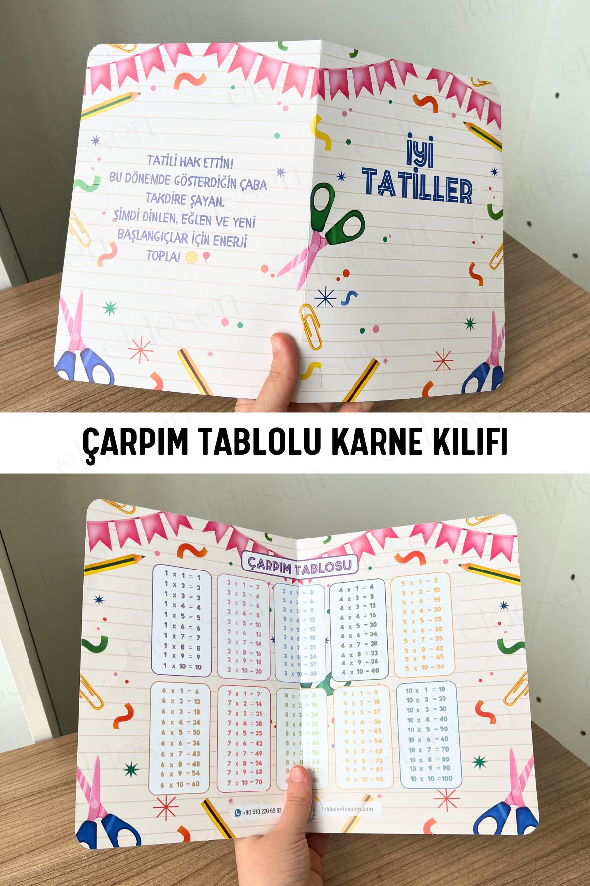 Eldesen Tasarım 1 Adet Karne Kılıfı 23x33cm Okul Mezuniyet Hediyesi Karne Hediyesi