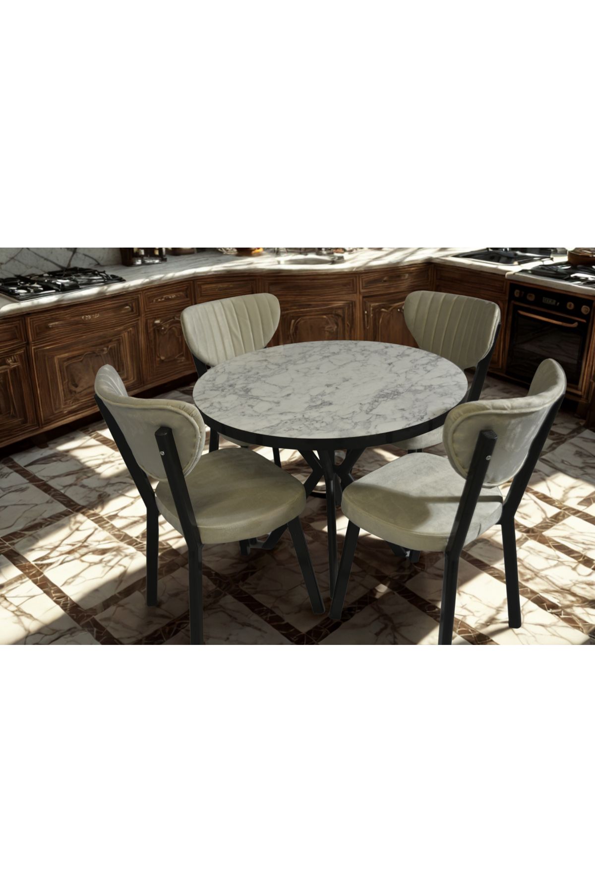 ÜNALMIŞ Yemek Masası Takımı 90x90 (MASA 4 SANDALYE)