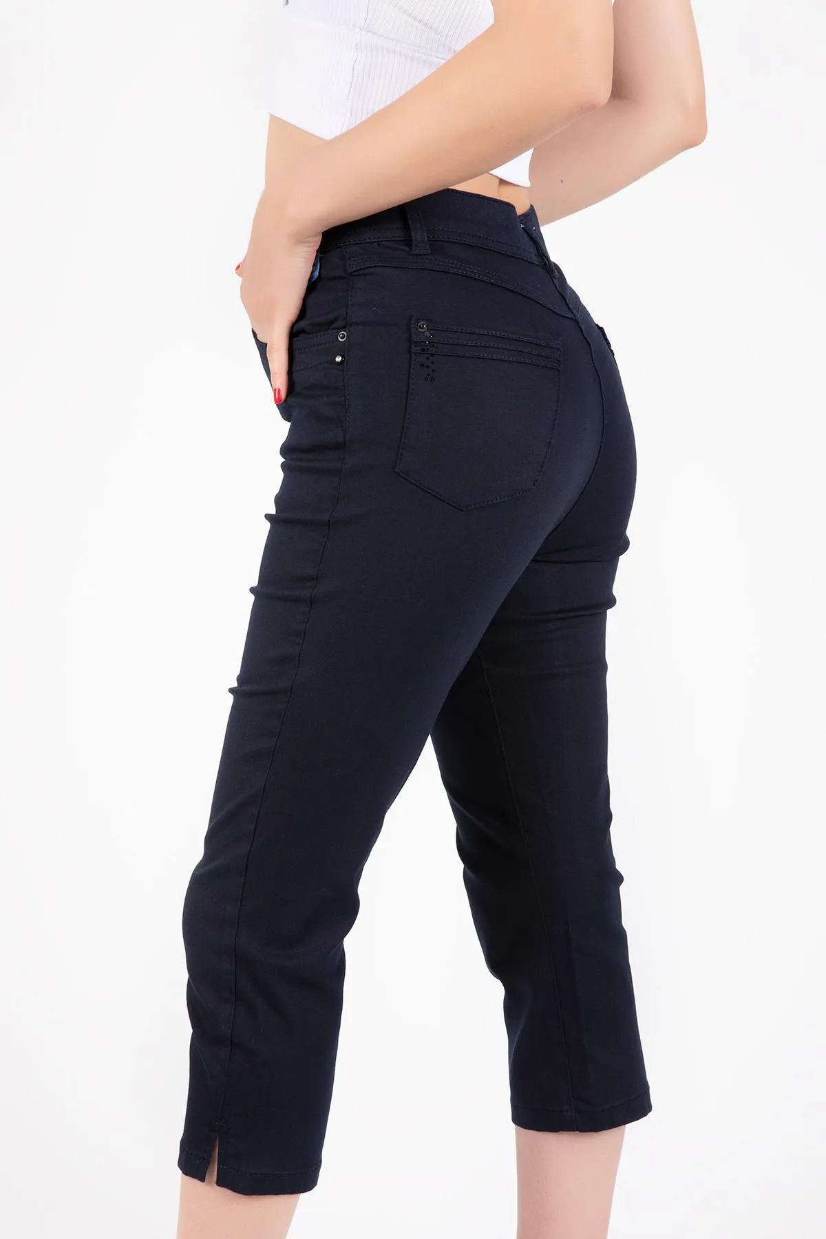 Fibula  Silimfit toparlayıcı havuç paça pamuk jeans kapri - Görsel 3