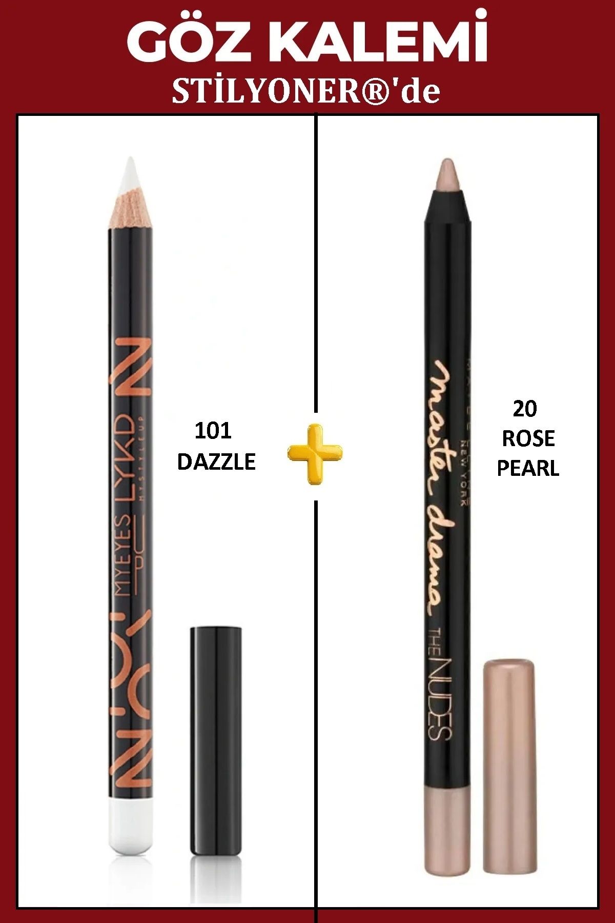 lykd 101 Dazzle Beyaz Göz Kalemi + 020 Rose Pearl Pembe Göz Kalemi