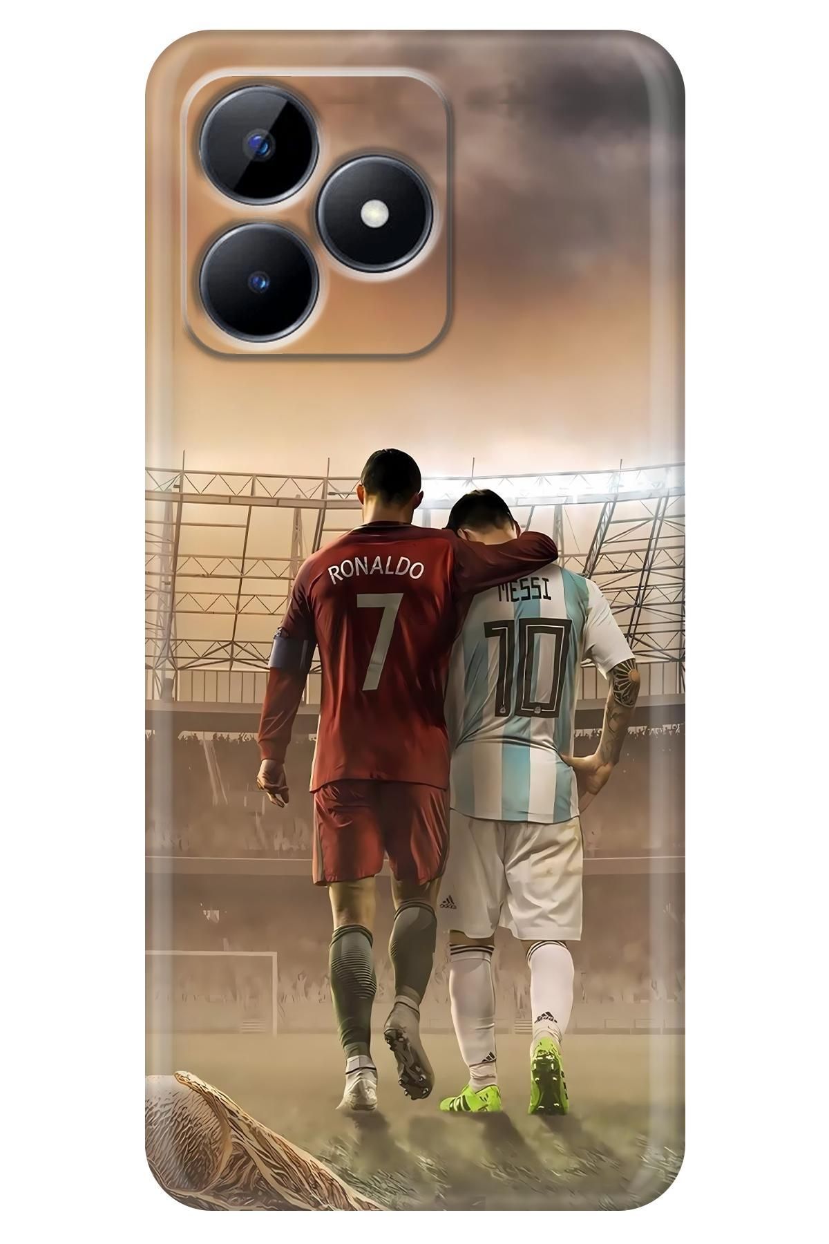 Lopard Realme Note 50 Tasarım Kılıf Covers 12 Lionel Messi & Ronaldo Kırmızı Beyaz