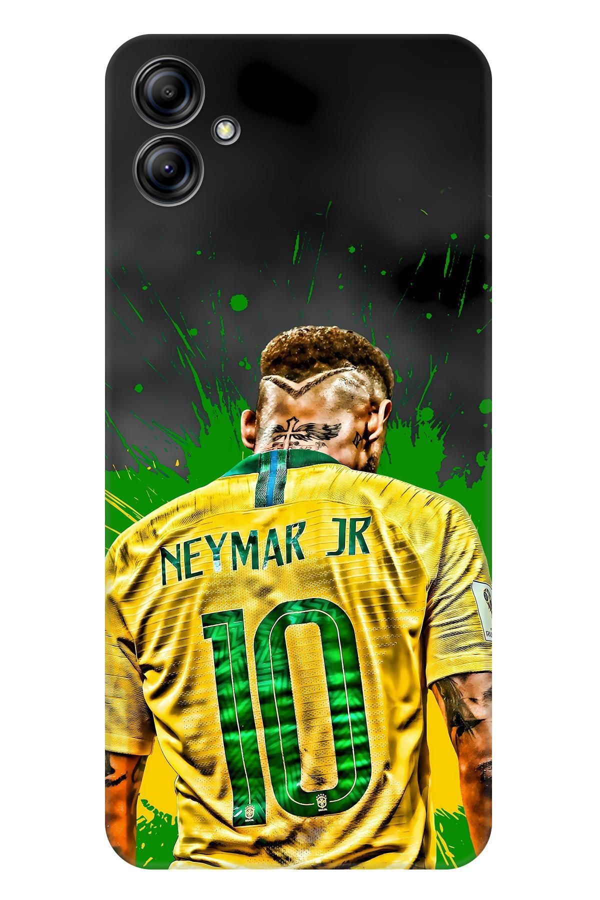 Lopard Samsung Galaxy A04E Desenli Kılıf Covers 7 Neymar JR 10 Sarı Yeşil