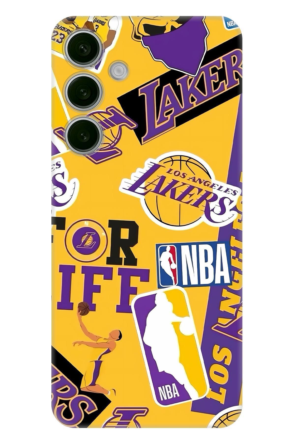 Lopard Samsung Galaxy S24 Plus Hediyelik Kılıf Covers 16 Dlo Lakers Wallpaper Forma Sarı Mor