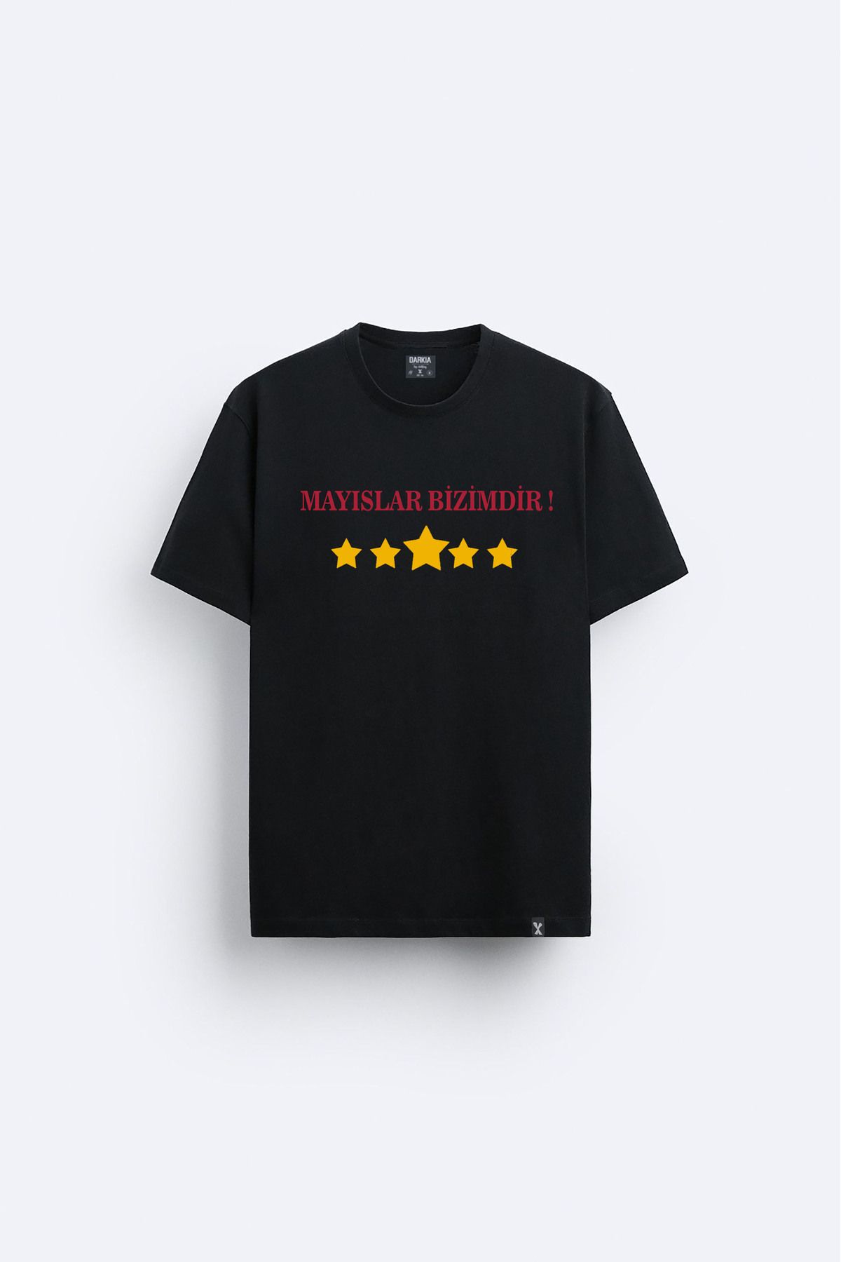 Darkia Mayıslar Bizimdir Baskılı Bisiklet Yaka Siyah Tişört T-shirt