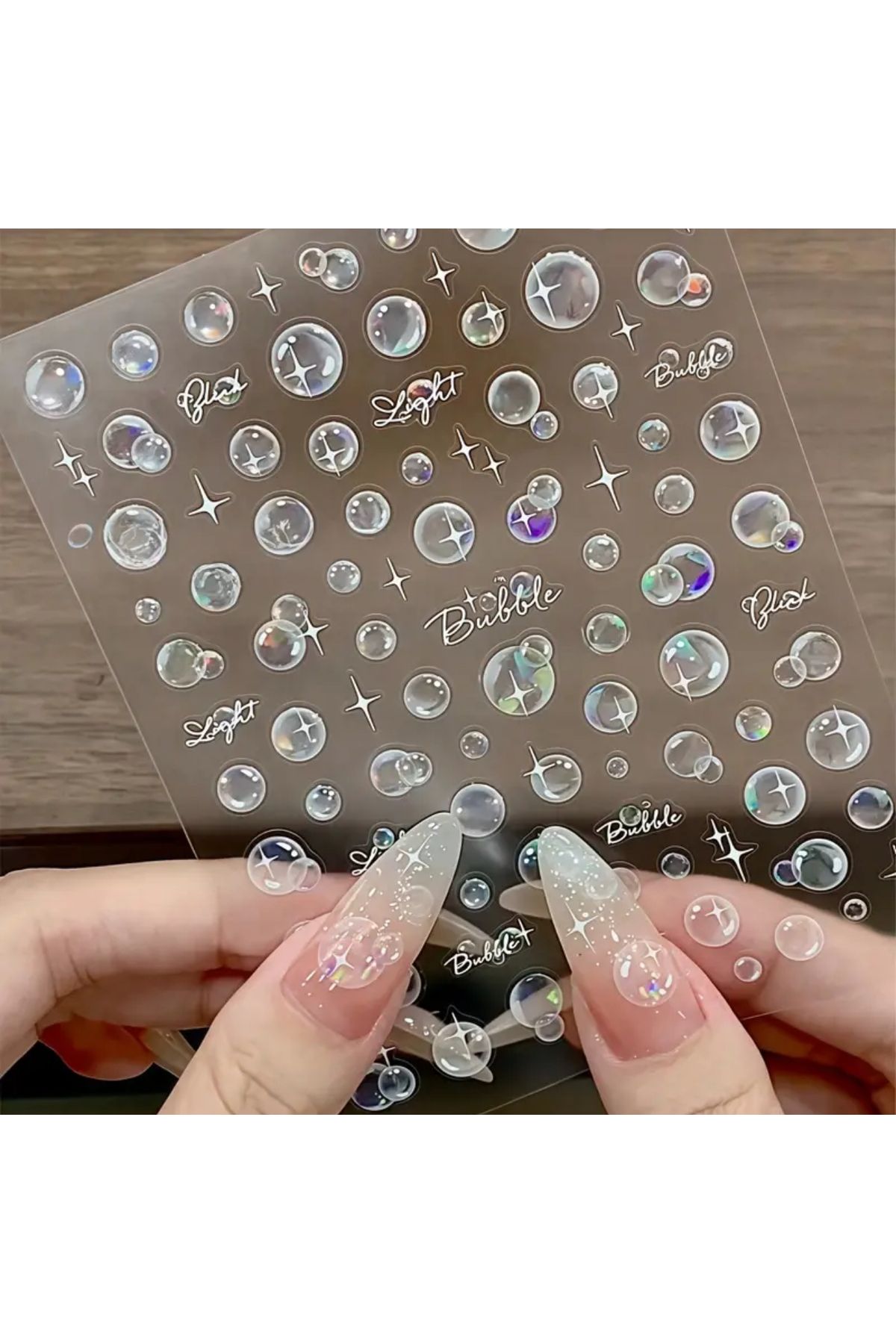 zeinapp Kendinden Yapışkanlı 5D Köpük Balon Buzlu Küre Figürlü Tırnak Sticker Nail Sticker Tırnak Sanatı