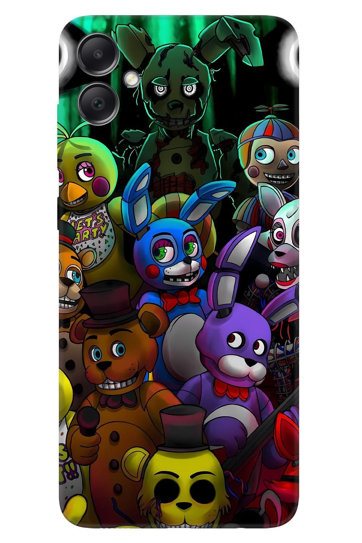 Lopard Samsung Galaxy A05 Tam Koruma Kılıf Covers 19 Five Nights at Freddy's Mor Sarı