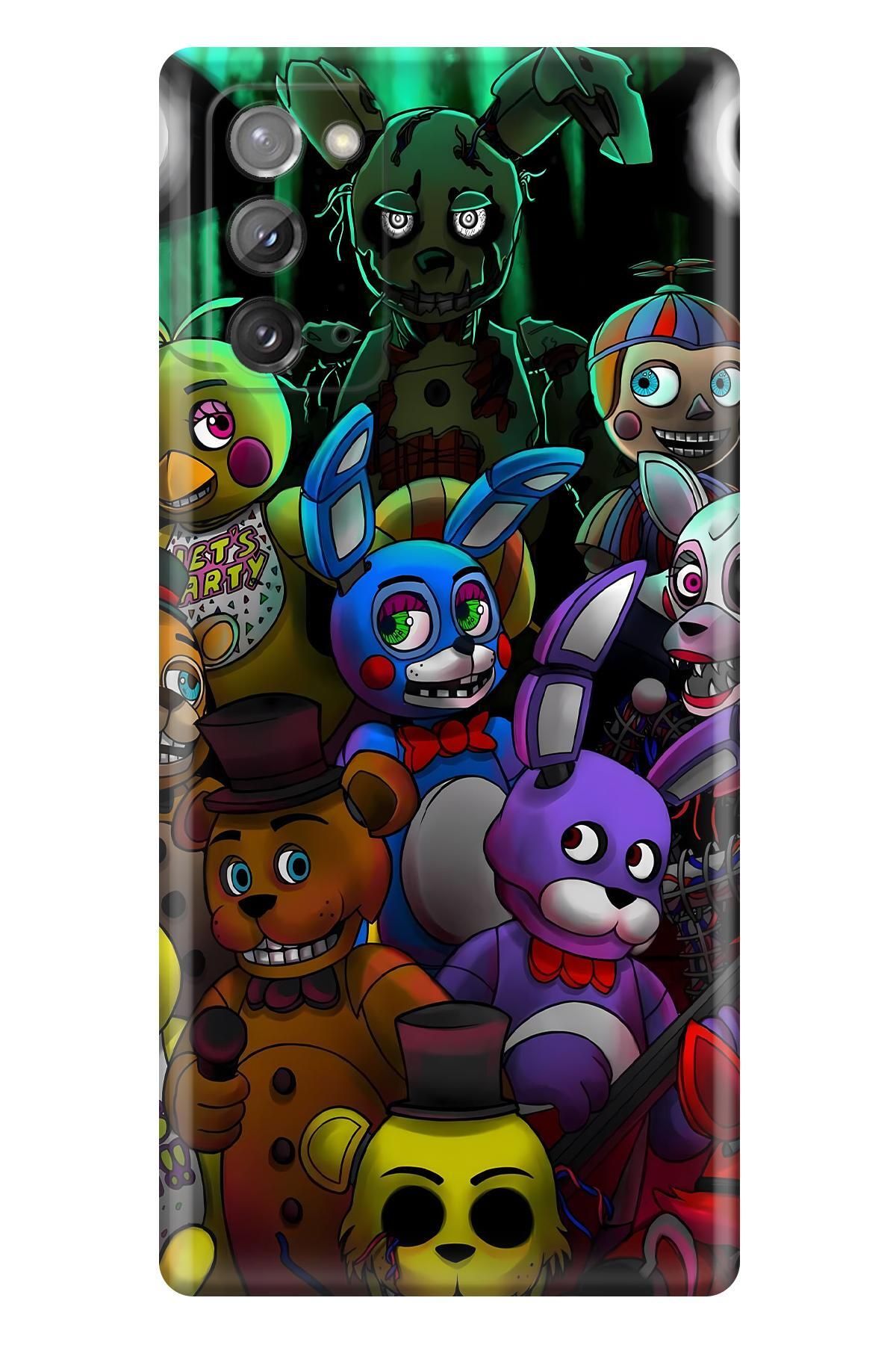 Lopard Samsung Galaxy Note 20 Tam Koruma Kılıf Covers 19 Five Nights at Freddy's Mor Sarı