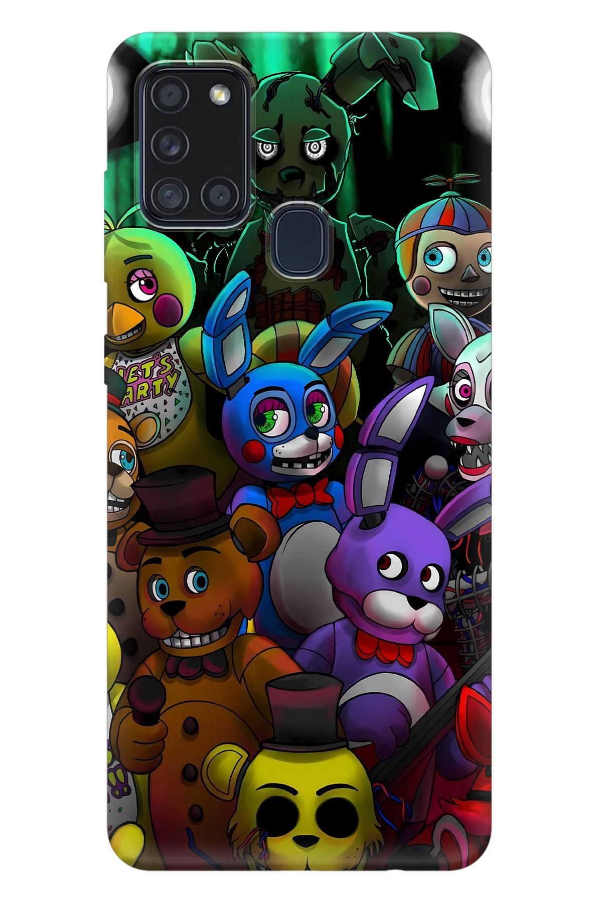 Lopard Samsung Galaxy A21S Tam Koruma Kılıf Covers 19 Five Nights at Freddy's Mor Sarı