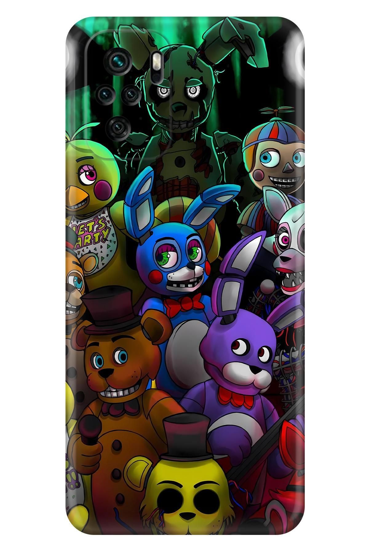 Lopard Xiaomi Poco M5S Tam Koruma Kılıf Covers 19 Five Nights at Freddy's Mor Sarı